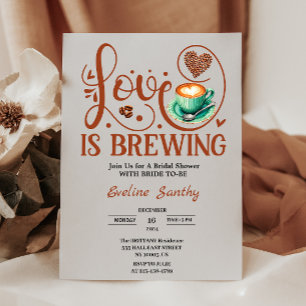 Convites O Amor Está Fazendo um Cappuccino Chá de Noiva Cor