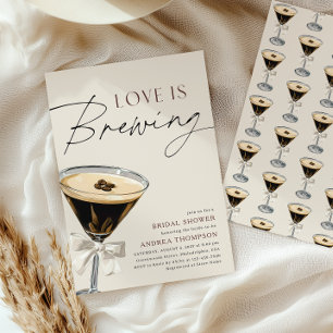 Convites O Amor está Fervendo Espresso Martini Chá de Noiva