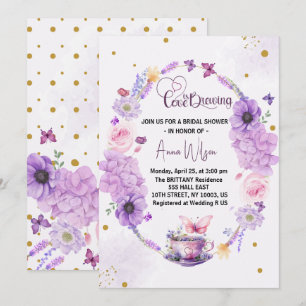 Convites o amor está fervilhando lilás Floral chá de noiva 