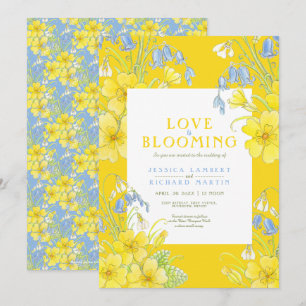 Convites O amor está florescendo no casamento amarelo prima