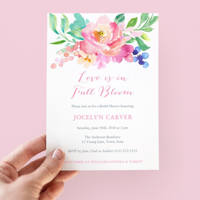 Convites O amor está nas placas de Chá de Sangue de Cheio (Colorful Bold Flowers Love Is In Full Bloom Bridal Shower Invitation Cards)