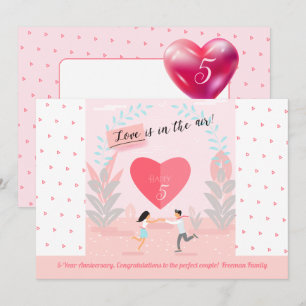 Convites "O Amor está no Ar!" Aniversário de Casal Enamorad