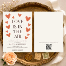 O Amor Está no Ar Coração Código QR Chá de Noiva