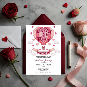 Convites O Amor Está No Ar Galentine's Coração Chá de Noiva