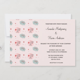 Convites O amor está no ar Torre Eiffel e Corações Casament