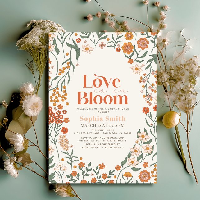 Convites O amor está no Bloom Boho Wildflower Chá de panela (Criador carregado)