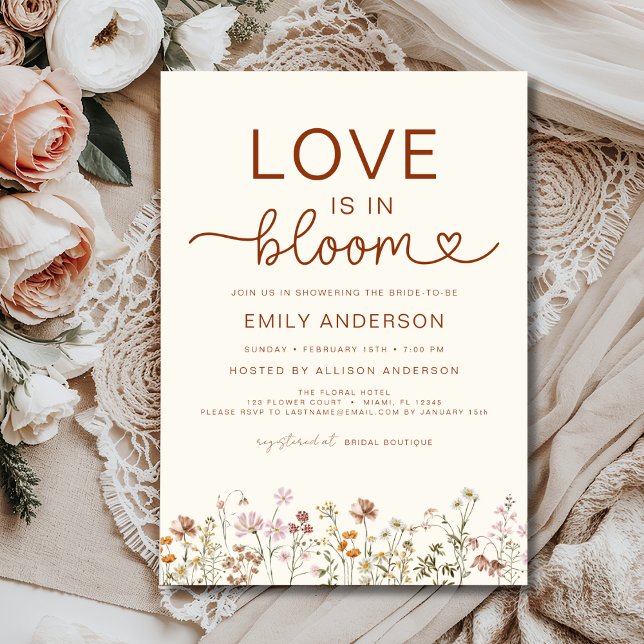 Convites O amor está no Bloom Boho Wildflower Chá de panela (Criador carregado)