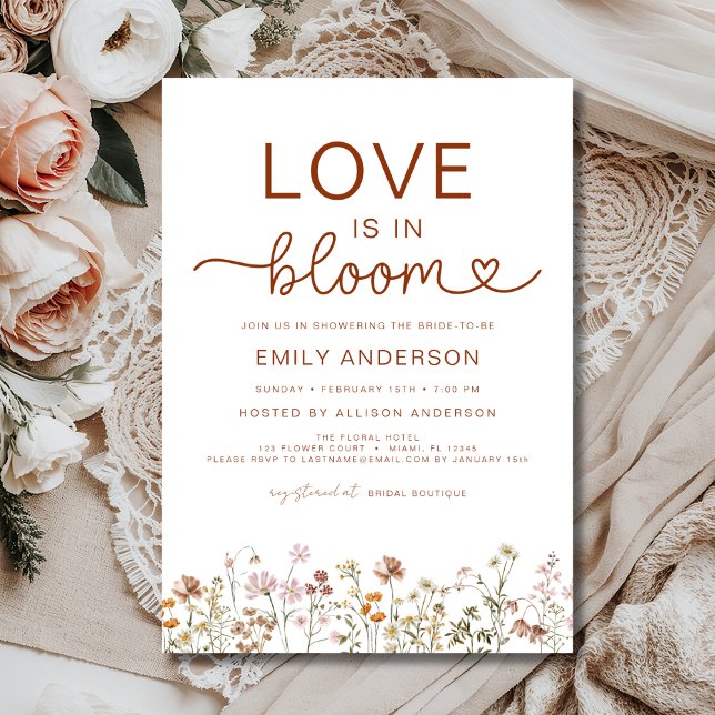 Convites O amor está no Bloom Boho Wildflower Chá de panela (Criador carregado)