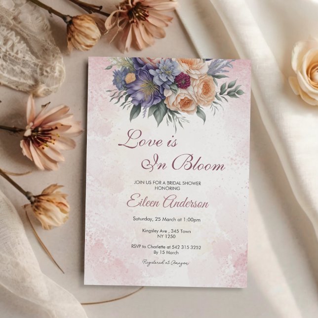 Convites O amor está no Bloom Floral Chá de panela (Love is in Bloom Floral Bridal Shower Invite)