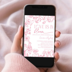 Convites O amor está no Bloom Pink Vintage Floral Chá de pa