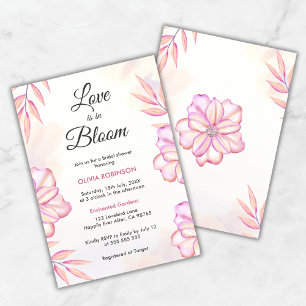 Convites O amor está no Bloom Watercolor Floral Chá de pane