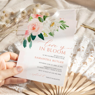 Convites O amor está no Bloush Blush Pink Floral Chá de pan