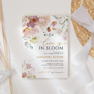 Convites O amor está no Chá Bloom Rosa e Vermelho de Flores