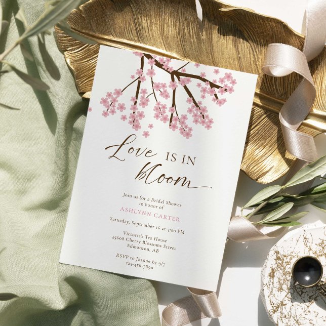 Convites O amor está no Chá de panela Bloom Cherry Blossoms (Criador carregado)