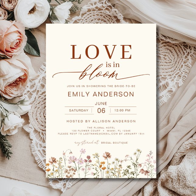 Convites O amor está no Chá de panela Bloom Wildflower Boho (Criador carregado)