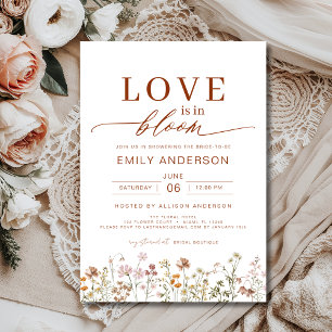 Convites O amor está no Chá de panela Bloom Wildflower Boho