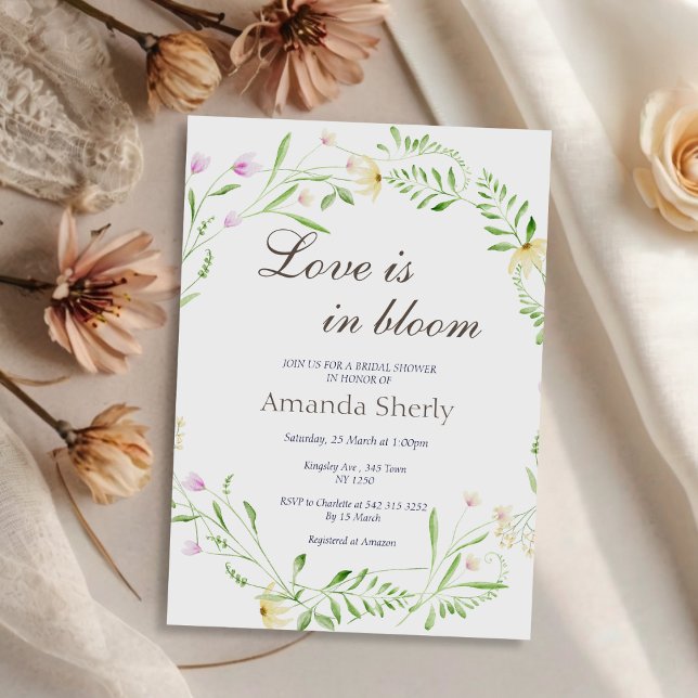 Convites O amor está no Chá de panela de Bloom Garden (Love is in Bloom Garden Bridal  Shower Invite)