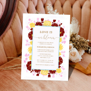 Convites o amor está no chá de panela floral elegante