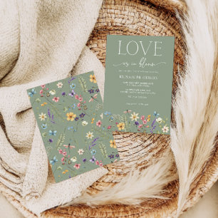 Convites O Amor Está No Chá de panela Verde Da Sage Floral