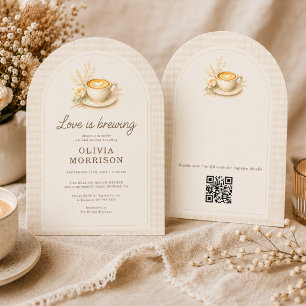 Convites O Amor Está Preparando Café Chá de Noiva Floral Rú