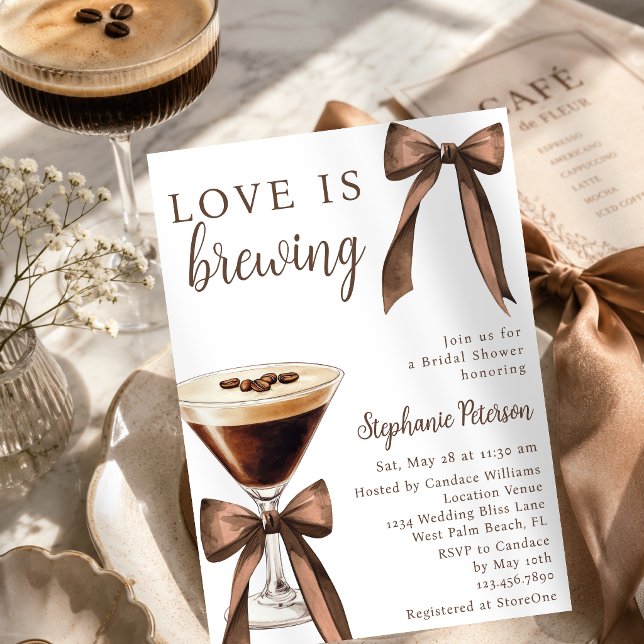 Convites O Amor Está Sendo Preparado Bow Espresso Martini C (Criador carregado)