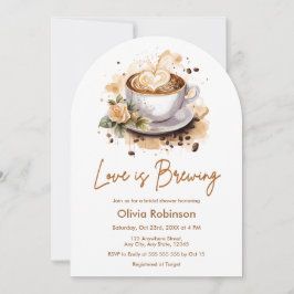 Convites O Amor Floral é Criar Chá de panela de Café Marrom