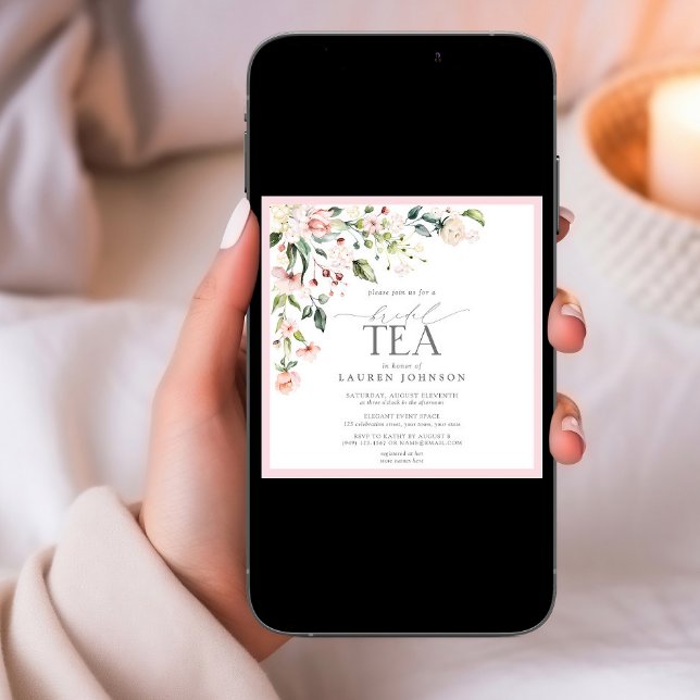Convites O Amor Floral Rosa Elegante É Um Chá de panela Doc (Criador carregado)