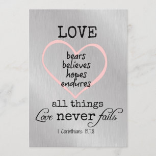 Convites O amor nunca falha o casamento do verso da bíblia