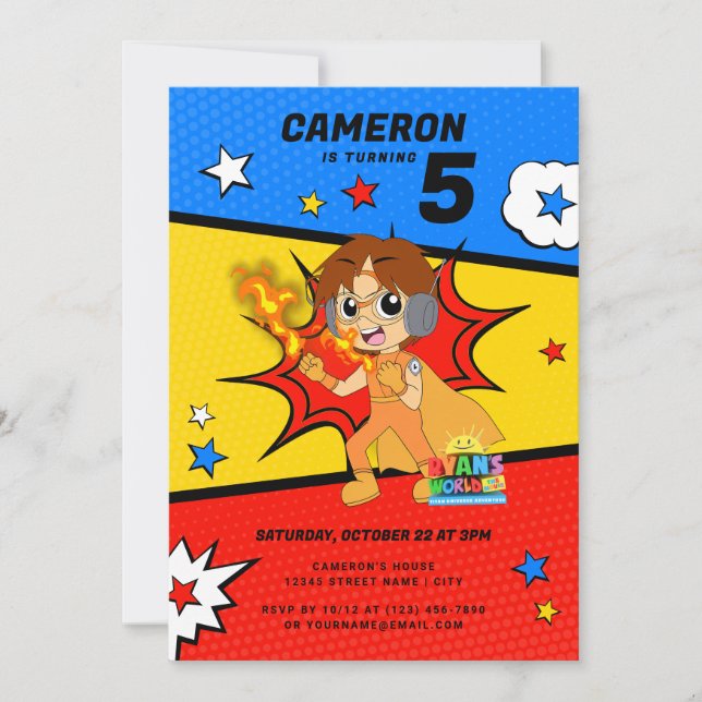 Convites O aniversário da banda desenhada do Ryan (Frente)