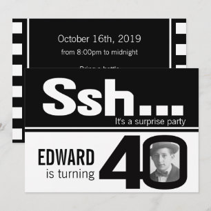 Convites O aniversário de 40 anos branco do preto dos