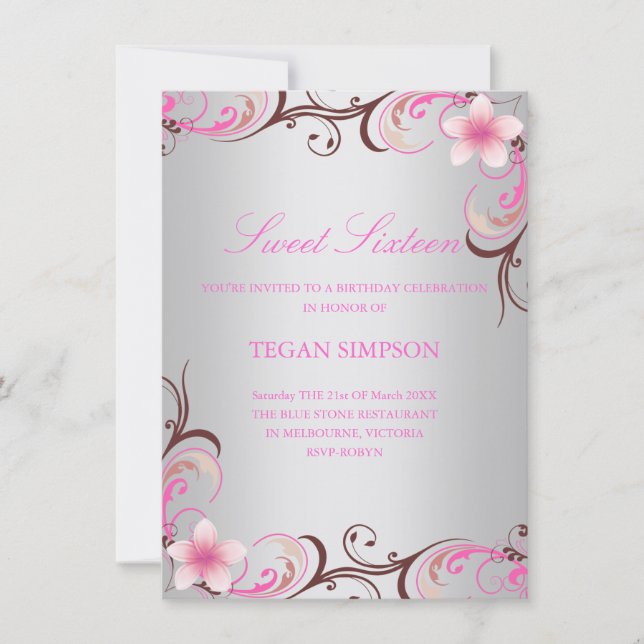 Convites O aniversário de prata do doce dezesseis do (Frente)