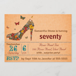 Convites O aniversário do 70 do salto alto das borboletas