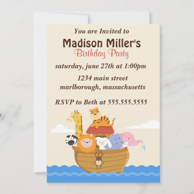 Convites O aniversário do arco de Noah convida (Frente)