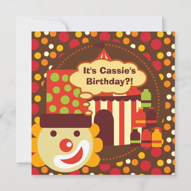 Convites O aniversário do circo do palhaço e das bolinhas (Frente)