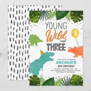 Convites O Aniversário Do Dinossauro Convidou O Wild E Tr