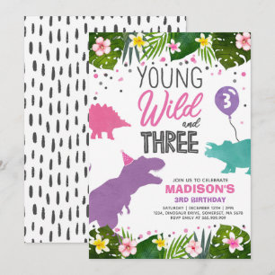Convites O Aniversário Do Dinossauro Convidou O Wild E Tr