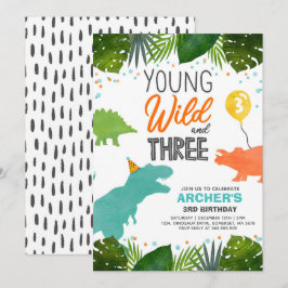Convites O Aniversário Do Dinossauro Convidou O Wild E Três