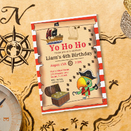 Convites O Aniversário do Rapaz Pirata do Capitão Papagaio 