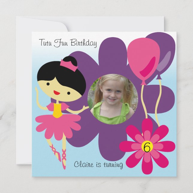 Convites O aniversário feito sob encomenda da bailarina do (Frente)