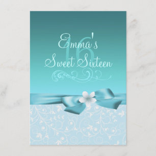 Convites O aniversário flor azul/branca & do arco convida