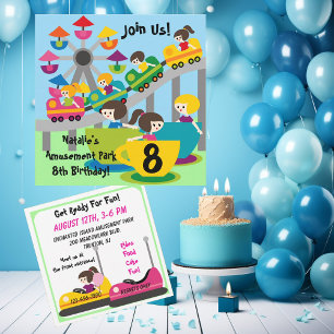 Convites O aniversário personalizado do parque de diversõ