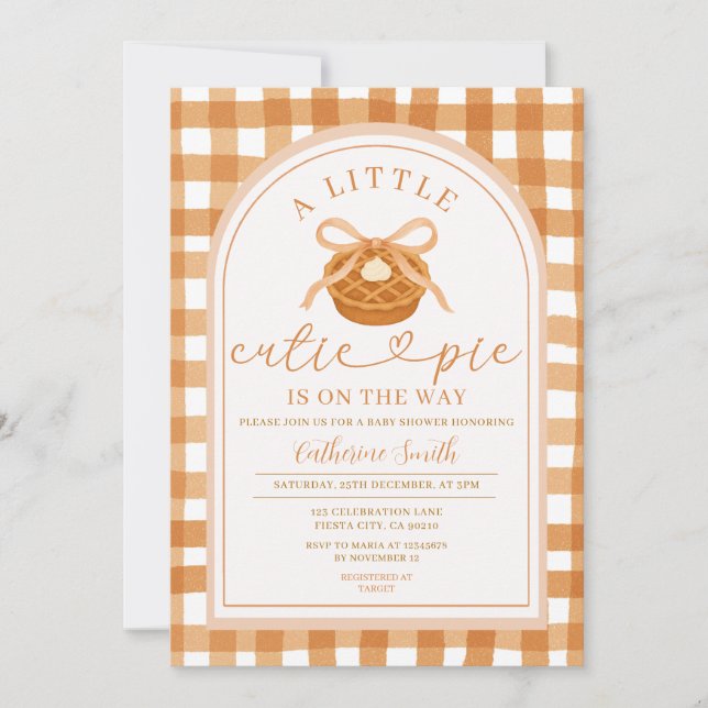 Convites O arco Friso Cutie Pie está no caminho do Chá de f (Frente)