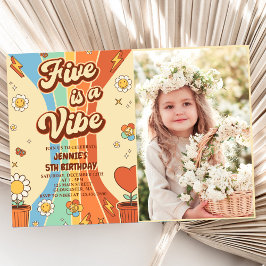 Convites O Arco-Íris 5 é um Aniversário do 5 Vibe Groovy