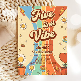 Convites O Arco-Íris 5 é um Aniversário do 5 Vibe Groovy