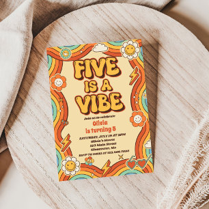 Convites O Arco-Íris 5 é um Aniversário do 5 Vibe Groovy