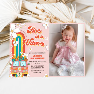 Convites O Arco-Íris 5 é um Aniversário do 5 Vibe Groovy