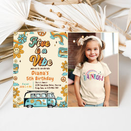 Convites O Arco-Íris 5 é um Aniversário do 5 Vibe Groovy