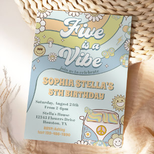 Convites O Arco-Íris 5 é um Aniversário do 5 Vibe Groovy