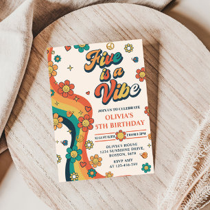 Convites O Arco-Íris 5 é um Aniversário do 5 Vibe Groovy