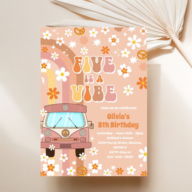 Convites O Arco-Íris 5 é um Aniversário do 5 Vibe Groovy (Criador carregado)